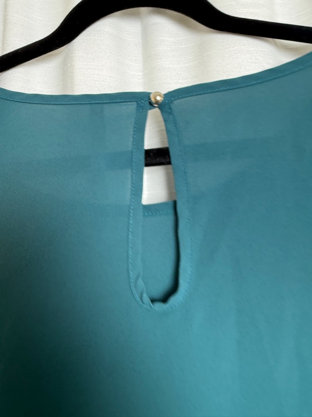 Teal Chiffon Blouse Women’s short Sleeve Flowy Top Work Office | Size L - Picture 8 of 11